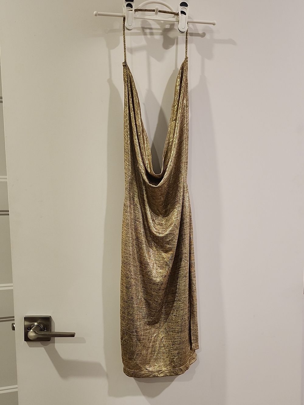 P2P 13"  Gold Shimmer Slip Dress with Cowl Neck